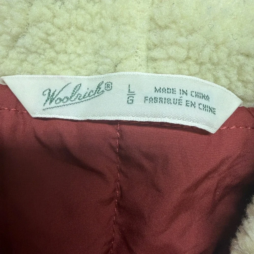 Vintage Woolrich Buffalo Plaid Wool Vest Sherpa Collar Quilt Lined Western Large